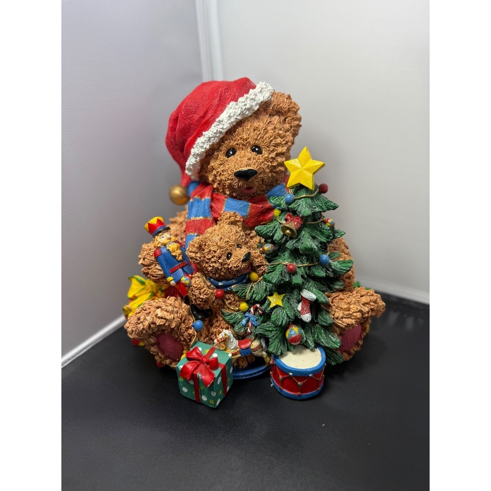 Vintage Christmas Bear Figurine 10" Tall Holiday Tree Gifts nutcracker Resin‎